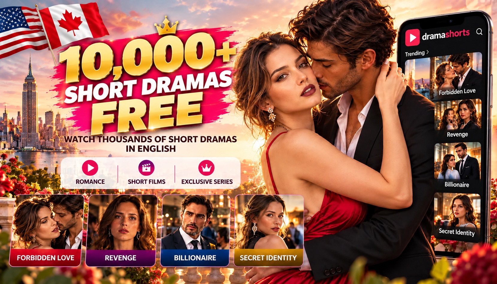 10,000+ free short dramas in English for the United States and Canada